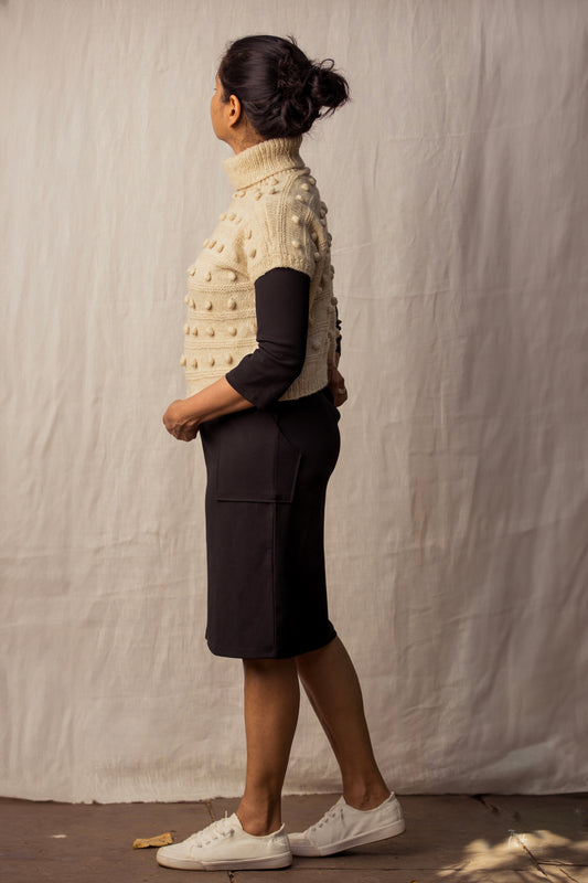 Bubble Crop Sweater (White)