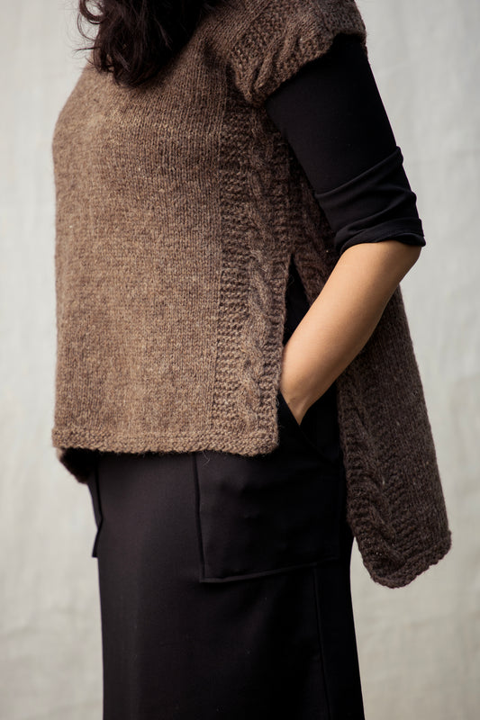 Grey Long Cable Vest