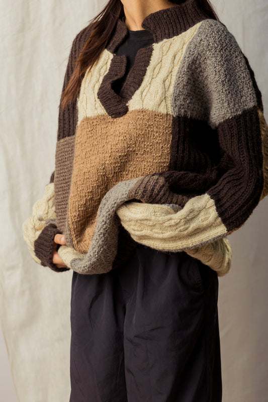 Collared Patchwork Sweater