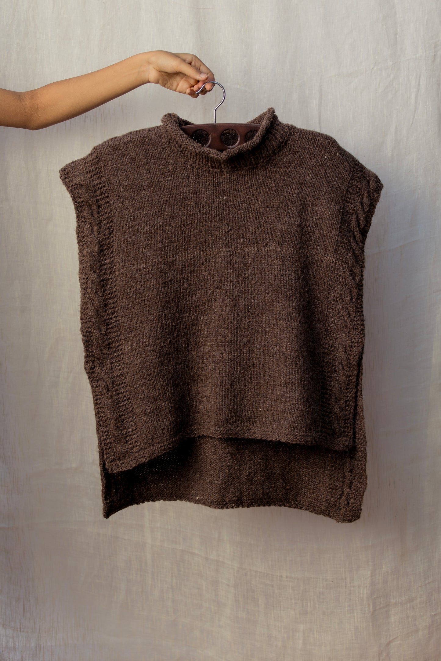 Grey Long Cable Vest
