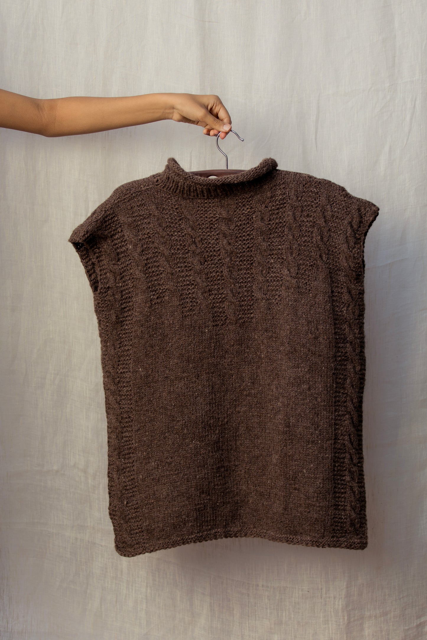 Grey Long Cable Vest