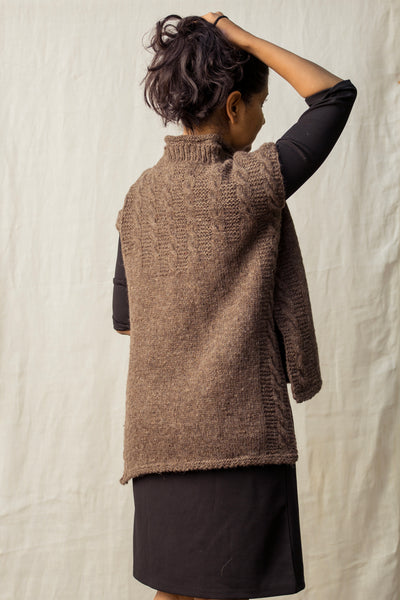 Grey Long Cable Vest