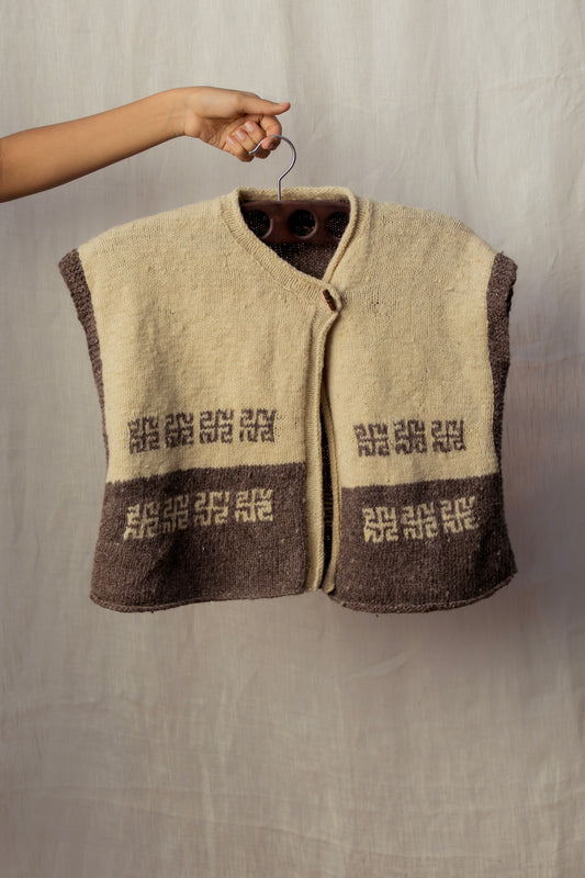 Open Crop Vest Grey/White